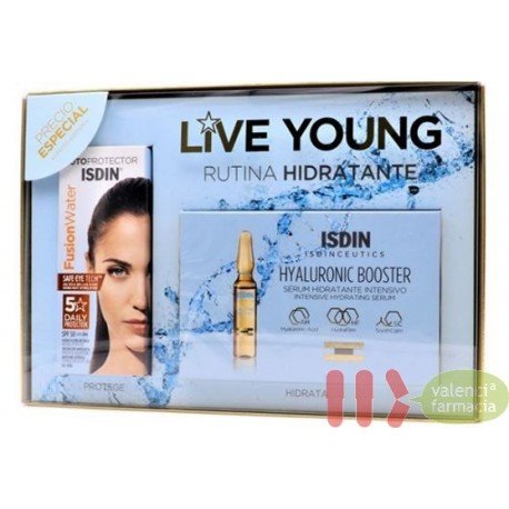 ISDIN PACK HIDRATANTE FUSION WATER SPF50+ + SERUM HYALURONIC BOOSTER LIVE YOUNG