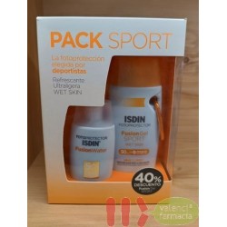 PACK SPORT FOTOPROTECTOR ISDIN FUSION SPF50+ GEL 100 ML + WATER FUSION 50 ML
